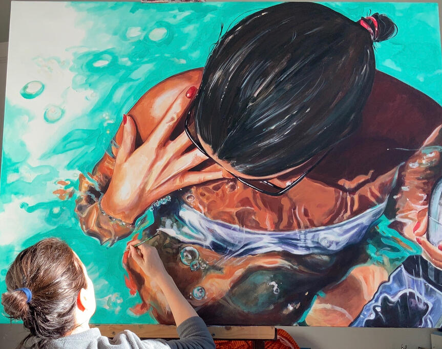 "Big Swim", acrylique sur toile, 97 x 130 cm.
