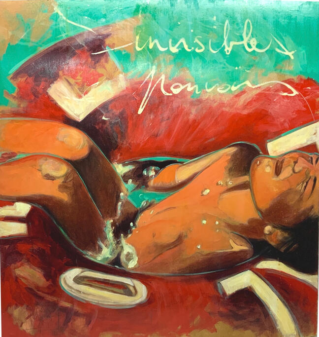 "Naomie, Invisibles pouvoirs".Acrylique sur panneau de bois, 100x93 cm.