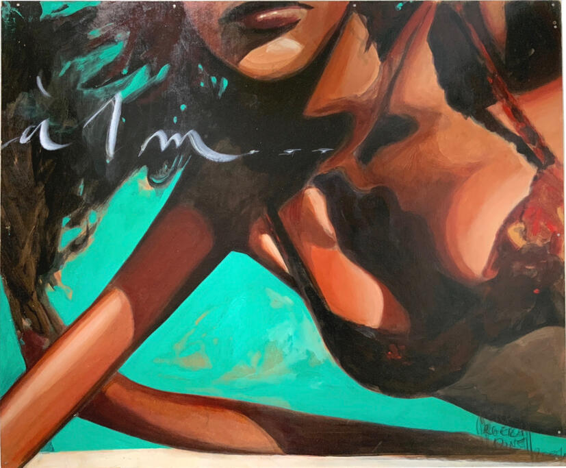 « A un mètre », 2001, acrylique sur panneau de bois, 80 x 91 cm.