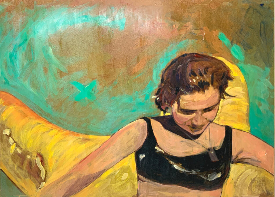 "Autoportrait étoile de mer", acrylique sur bois.