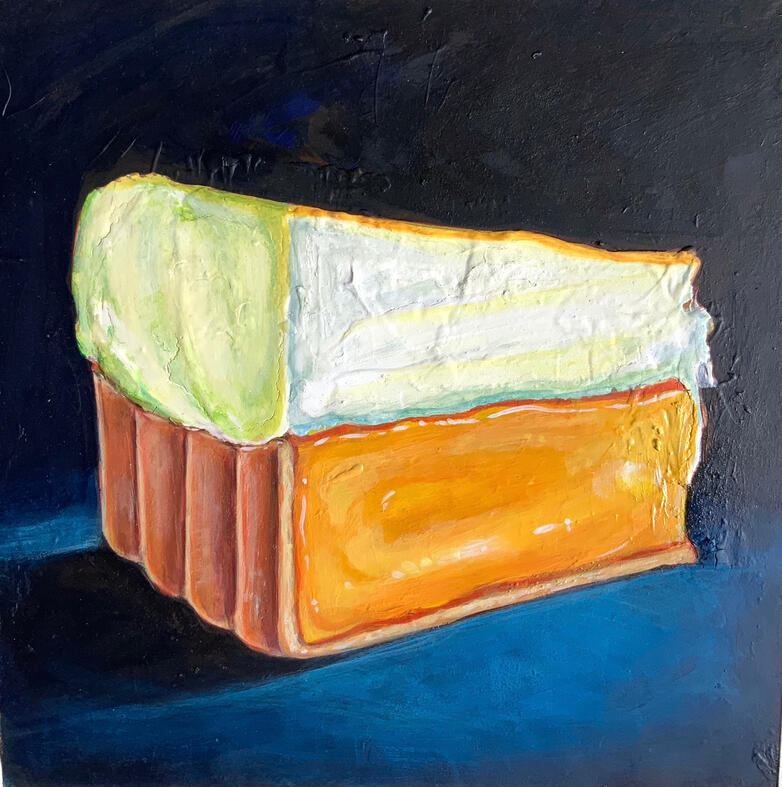 "Fluffy lemon", acrylique sur panneau de bois, 30 x 30 cm.
