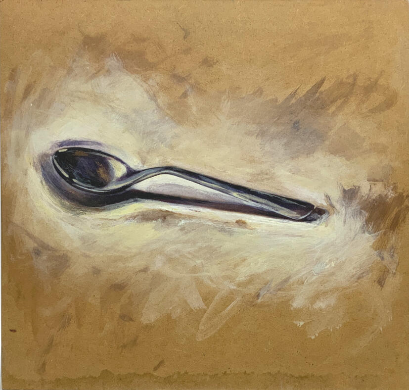 "Spoon", acrylique sur panneau de bois, 30 x 30 cm.
