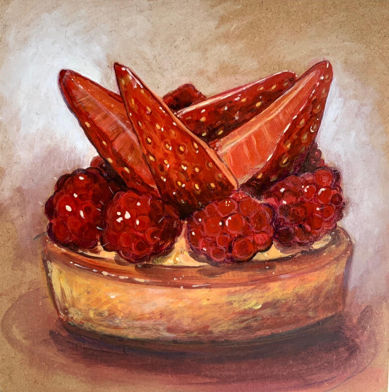"Tartelette", acrylique sur panneau de bois, 30 x 30 cm