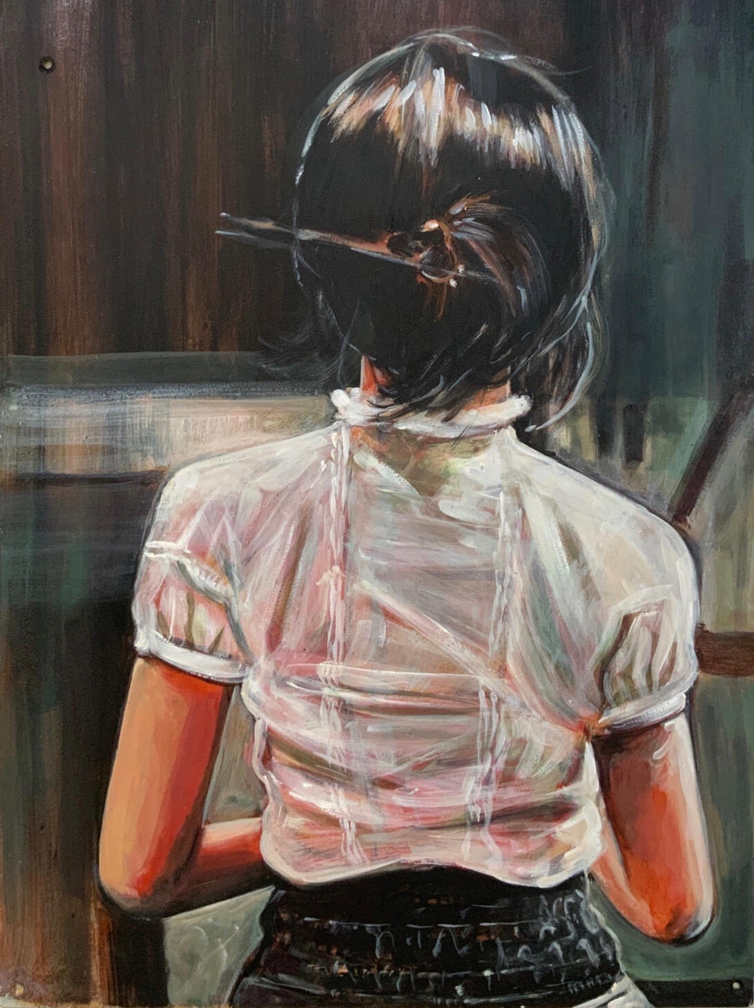 "Shizuku" , acrylique sur panneau de bois,37,9 x 54,5 cm. Collection privée.